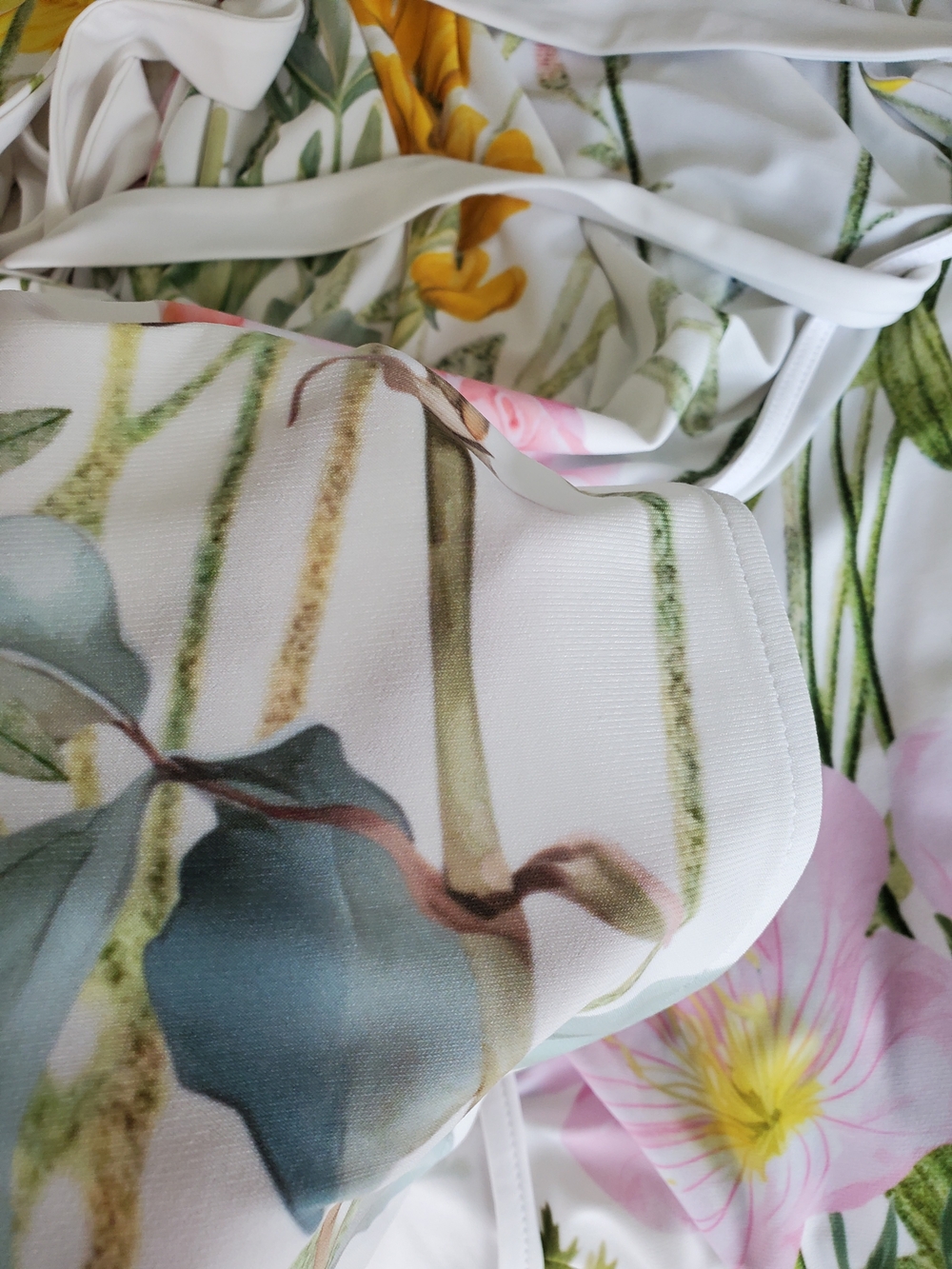 Floral Wrap Dress with Yellow & Pink Blooms - Picture 5 of 11